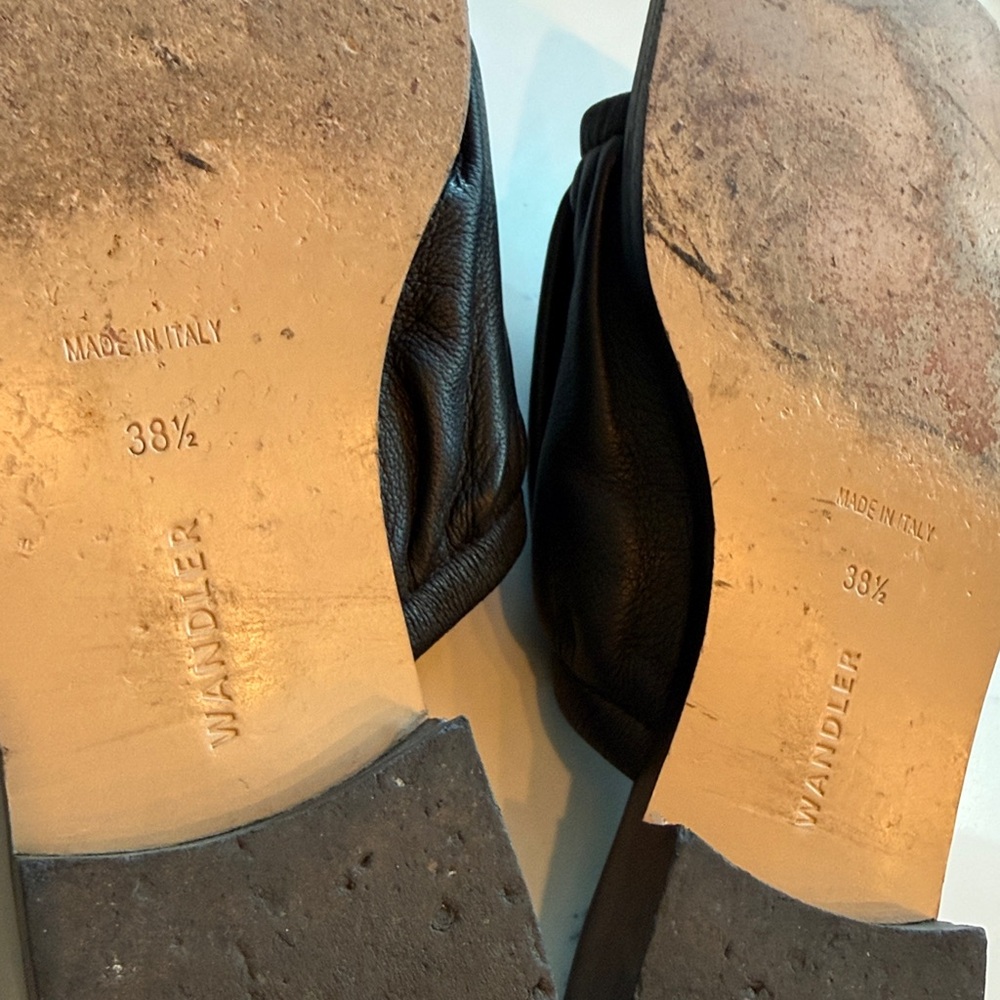 Wandler Mila Puffy Lambskin Flat Sandal Slip-On Mule Black Color Size 38 US 8.5 - Picture 11 of 15